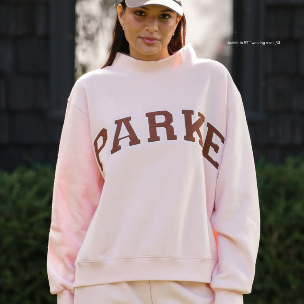 PARKE Hometown Varsity Mockneck in Rose and Mocha Size L/XL